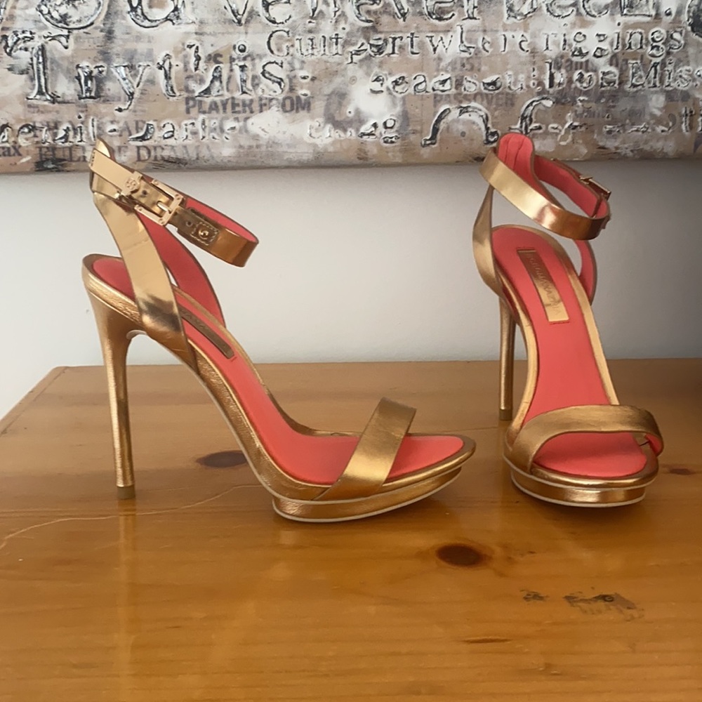 BCBG rose gold 3 inch heels